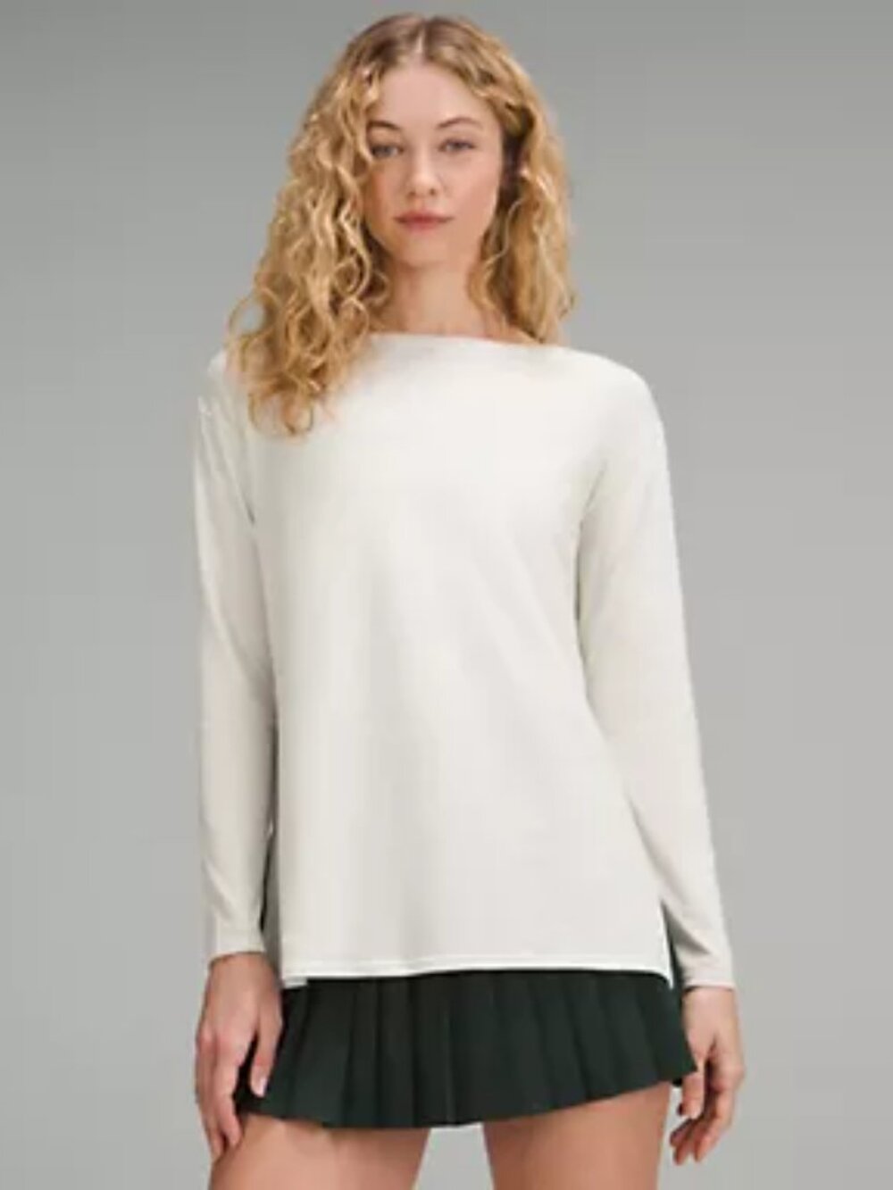 Lululemon Relaxed-Fit Boatneck Long-Sleeve Shirt Size: 10 Color: Bone